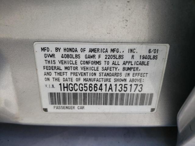Photo 10 from auction – 2001 HONDA ACCORD EX with VIN 1HGCG56641A135173