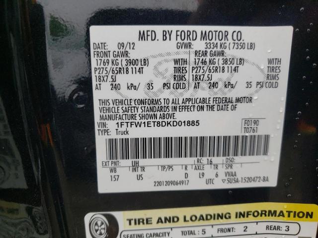 Photo 10 from auction – 2013 FORD F150 SUPER with VIN 1FTFW1ET8DKD01885