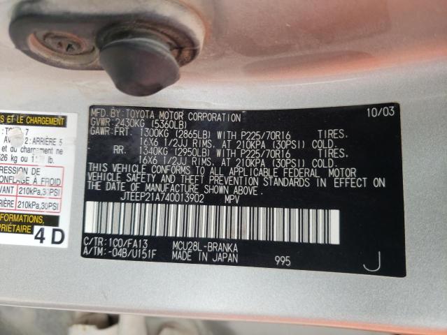 Photo 10 from auction – 2004 TOYOTA HIGHLANDER with VIN JTEEP21A740013902