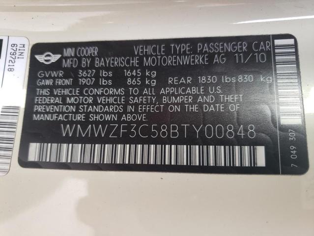 Photo 10 from auction – 2011 MINI COOPER CLU with VIN WMWZF3C58BTY00848