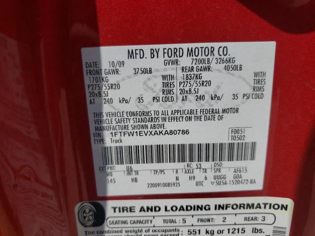 Photo 10 from auction – 2010 FORD F150 SUPER with VIN 1FTFW1EVXAKA80786