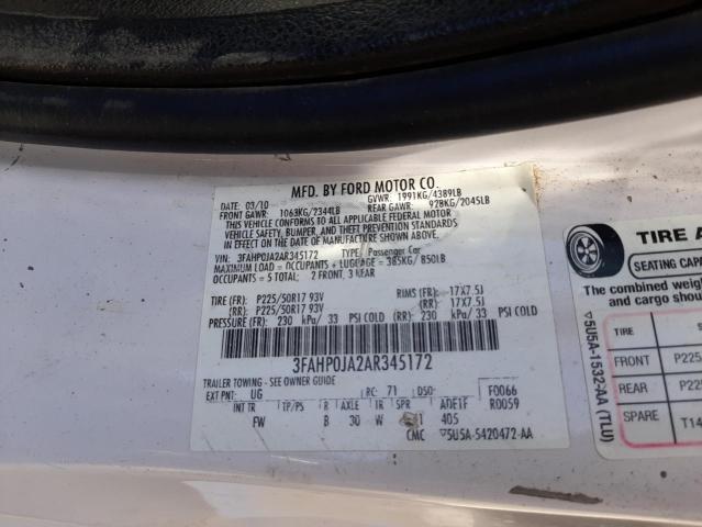 Photo 10 from auction – 2010 FORD FUSION SEL with VIN 3FAHP0JA2AR345172