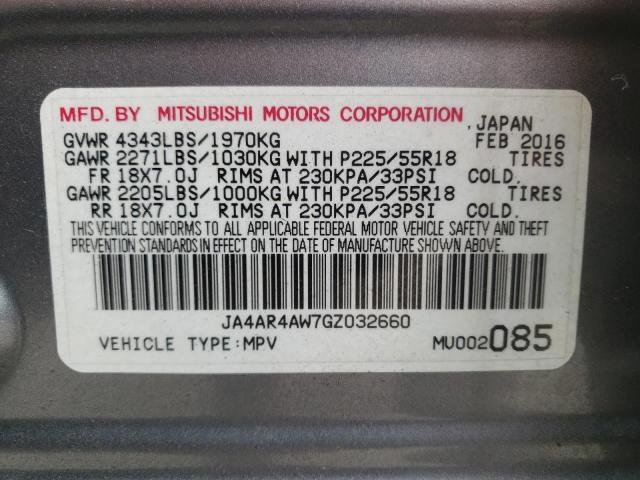 Photo 10 from auction – 2016 MITSUBISHI OUTLANDER with VIN JA4AR4AW7GZ032660