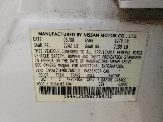 Photo 10 from auction – 2008 NISSAN ALTIMA 2.5 with VIN 1N4AL21E98C268210
