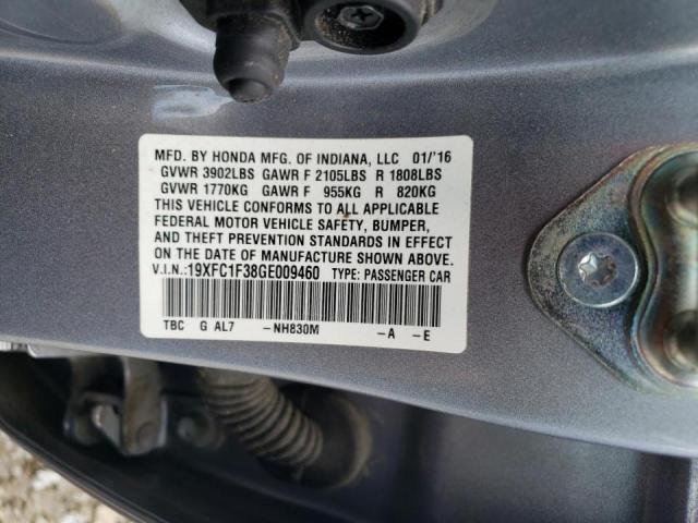 Photo 10 from auction – 2016 HONDA CIVIC EX with VIN 19XFC1F38GE009460