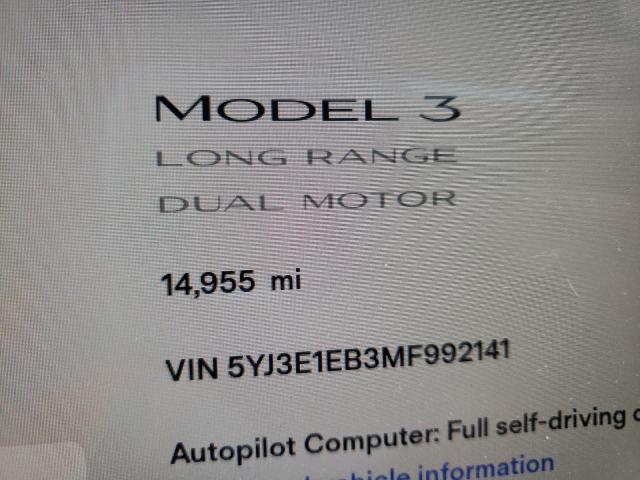 Photo 8 from auction – 2021 TESLA MODEL 3 with VIN 5YJ3E1EB3MF992141