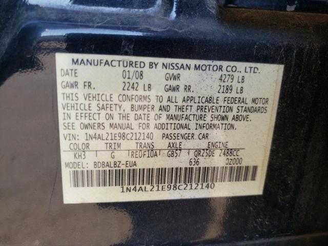 Photo 10 from auction – 2008 NISSAN ALTIMA 2.5 with VIN 1N4AL21E98C212140
