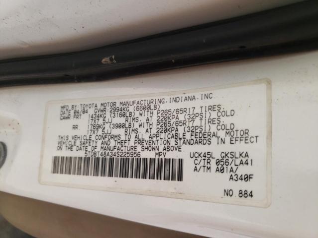 Photo 10 from auction – 2004 TOYOTA SEQUOIA LI with VIN 5TDBT48A34S225956