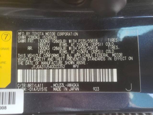 Photo 10 from auction – 2004 LEXUS RX 330 with VIN JTJGA31U540022352
