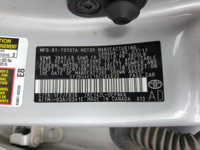 Photo 10 from auction – 2011 TOYOTA COROLLA BA with VIN 2T1BU4EE1BC565830