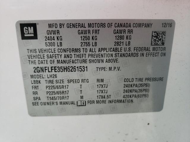 Photo 10 from auction – 2017 CHEVROLET EQUINOX LT with VIN 2GNFLFE35H6261531