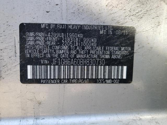 Photo 10 from auction – 2011 SUBARU IMPREZA 2. with VIN JF1GH6A60BH830730