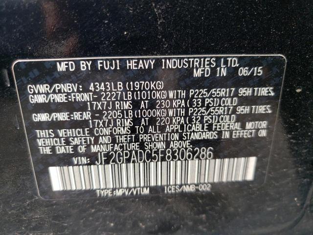 Photo 10 from auction – 2015 SUBARU XV CROSSTR with VIN JF2GPADC5F8306286