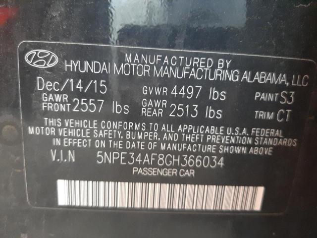 Photo 10 from auction – 2016 HYUNDAI SONATA SPO with VIN 5NPE34AF8GH366034