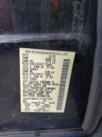 Photo 10 from auction – 2005 NISSAN PATHFINDER with VIN 5N1AR18W05C728749
