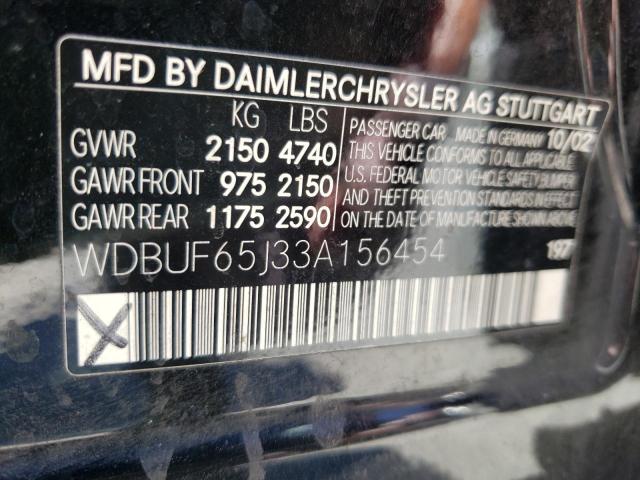 Photo 10 from auction – 2003 MERCEDES-BENZ E 320 with VIN WDBUF65J33A156454