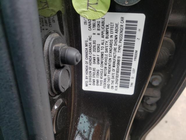 Photo 10 from auction – 2013 HONDA CIVIC EX with VIN 2HGFB2F80DH584819