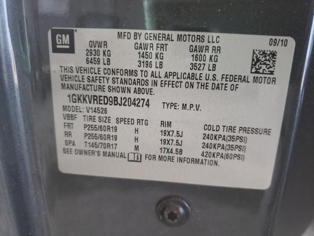 Photo 10 from auction – 2011 GMC ACADIA SLT with VIN 1GKKVRED9BJ204274