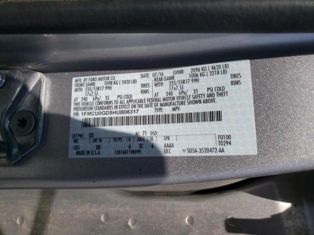 Photo 10 from auction – 2017 FORD ESCAPE SE with VIN 1FMCU0GD5HUB08317