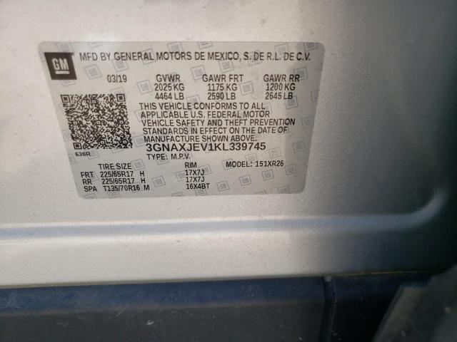 Photo 10 from auction – 2019 CHEVROLET EQUINOX LT with VIN 3GNAXJEV1KL339745