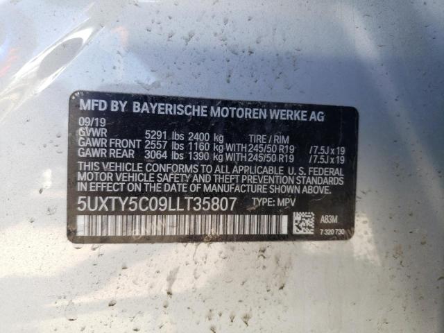 Photo 10 from auction – 2020 BMW X3 XDRIVE3 with VIN 5UXTY5C09LLT35807