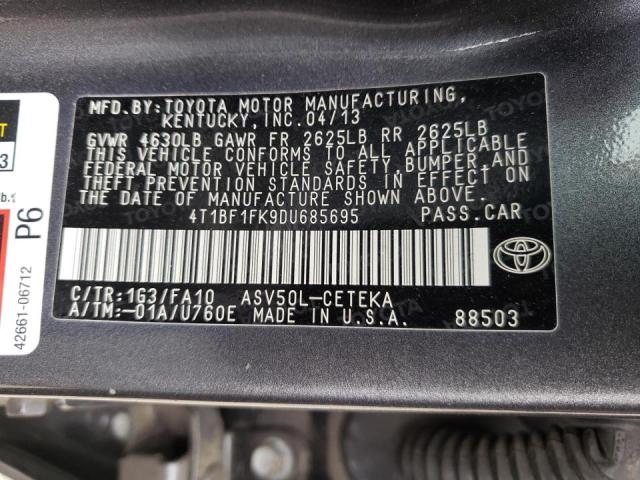 Photo 10 from auction – 2013 TOYOTA CAMRY L with VIN 4T1BF1FK9DU685695