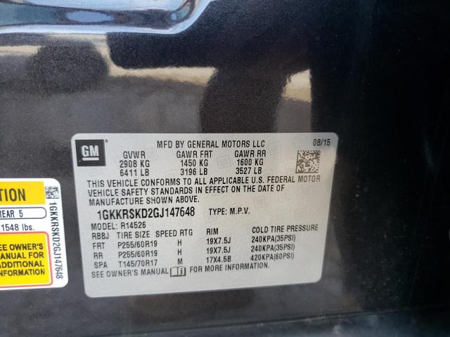 Photo 10 from auction – 2016 GMC ACADIA SLT with VIN 1GKKRSKD2GJ147648