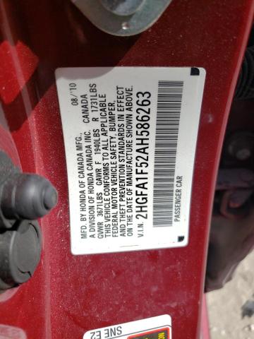 Photo 10 from auction – 2010 HONDA CIVIC LX with VIN 2HGFA1F52AH586263