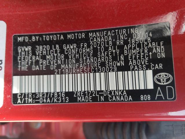 Photo 10 from auction – 2014 TOYOTA COROLLA L with VIN 2T1BURHE5EC130029