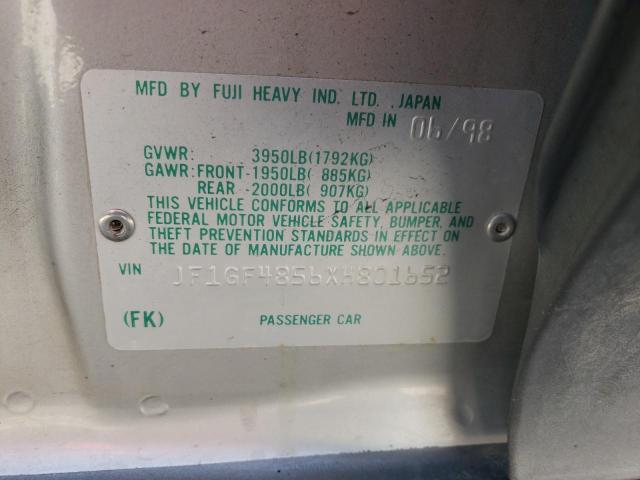Photo 10 from auction – 1999 SUBARU IMPREZA OU with VIN JF1GF4856XH801652