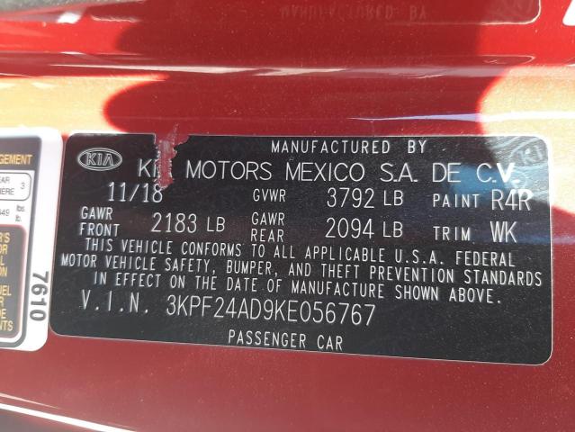 Photo 10 from auction – 2019 KIA FORTE FE with VIN 3KPF24AD9KE056767