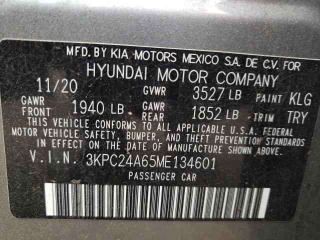 Photo 10 from auction – 2021 HYUNDAI ACCENT SE with VIN 3KPC24A65ME134601