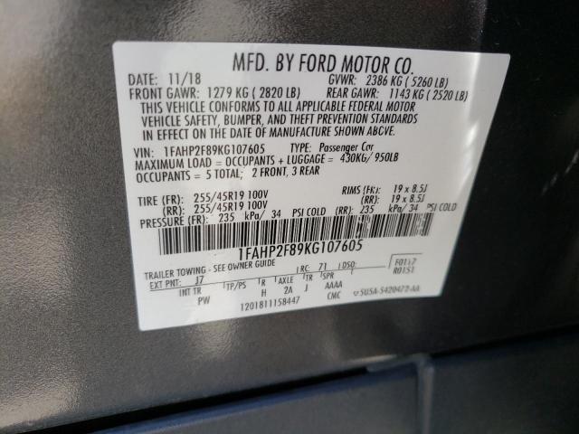 Photo 10 from auction – 2019 FORD TAURUS LIM with VIN 1FAHP2F89KG107605