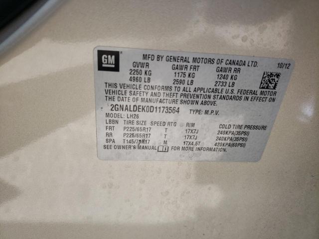 Photo 10 from auction – 2013 CHEVROLET EQUINOX LT with VIN 2GNALDEK0D1173564