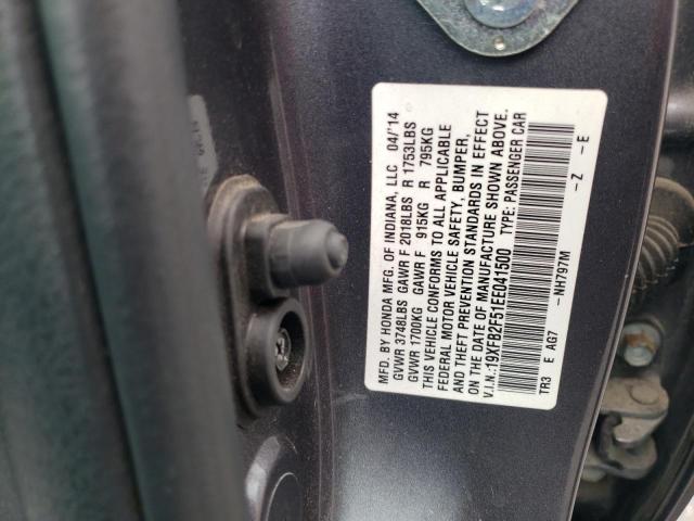 Photo 10 from auction – 2014 HONDA CIVIC LX with VIN 19XFB2F51EE041500