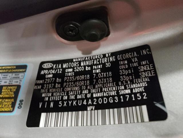 Photo 10 from auction – 2013 KIA SORENTO EX with VIN 5XYKU4A20DG317152