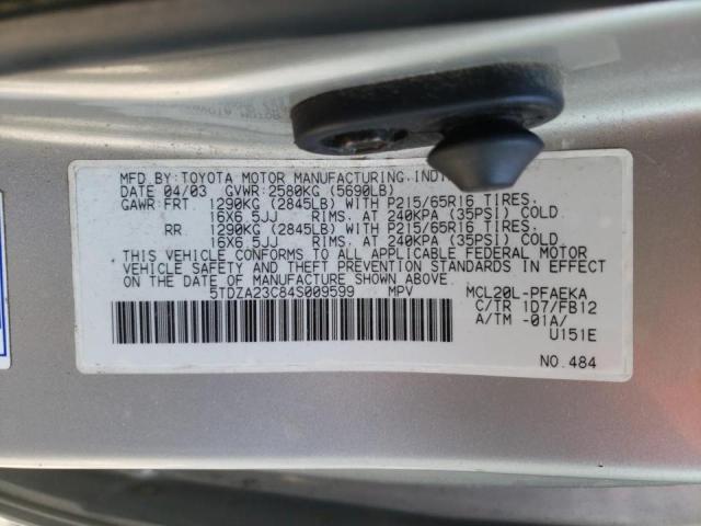 Photo 10 from auction – 2004 TOYOTA SIENNA with VIN 5TDZA23C84S009599