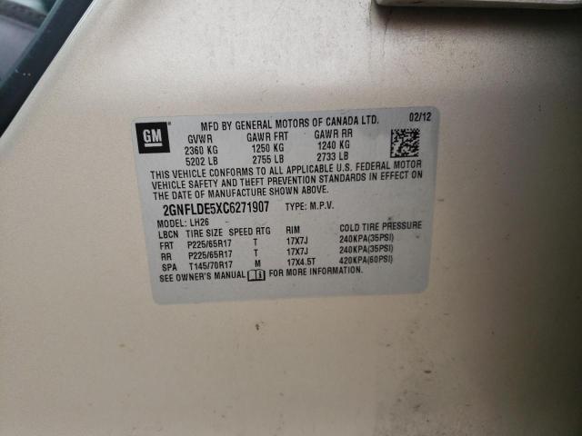 Photo 10 from auction – 2012 CHEVROLET EQUINOX LT with VIN 2GNFLDE5XC6271907