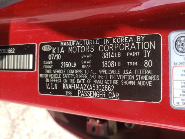 Photo 10 from auction – 2010 KIA FORTE EX with VIN KNAFU4A2XA5302662