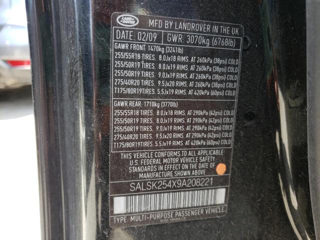 Photo 10 from auction – 2009 LAND ROVER RANGE ROVE with VIN SALSK254X9A208221