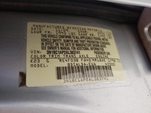 Photo 10 from auction – 2010 NISSAN VERSA S with VIN 3N1BC1AP2AL383741