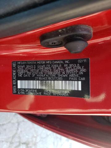 Photo 10 from auction – 2011 TOYOTA COROLLA BA with VIN 2T1BU4EE1BC577265