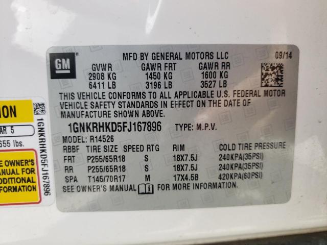 Photo 10 from auction – 2015 CHEVROLET TRAVERSE L with VIN 1GNKRHKD5FJ167896