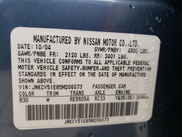 Photo 10 from auction – 2005 INFINITI G35 with VIN JNKCV51E85M206073