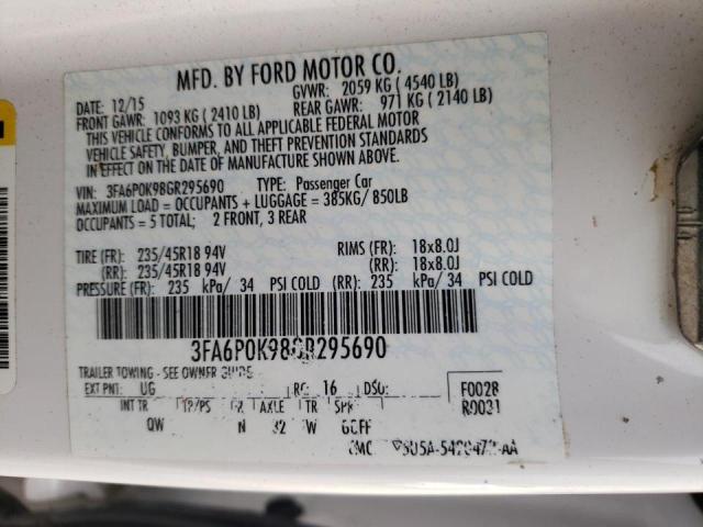 Photo 10 from auction – 2016 FORD FUSION TIT with VIN 3FA6P0K98GR295690