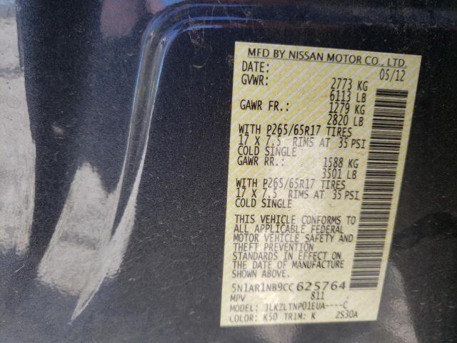 Foto 10 de la subasta – 2012 NISSAN PATHFINDER con VIN 5N1AR1NB9CC625764
