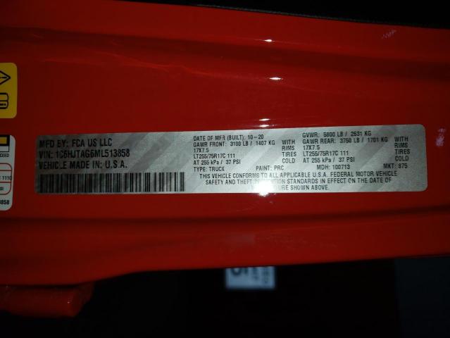 Photo 10 from auction – 2021 JEEP GLADIATOR with VIN 1C6HJTAG6ML513858