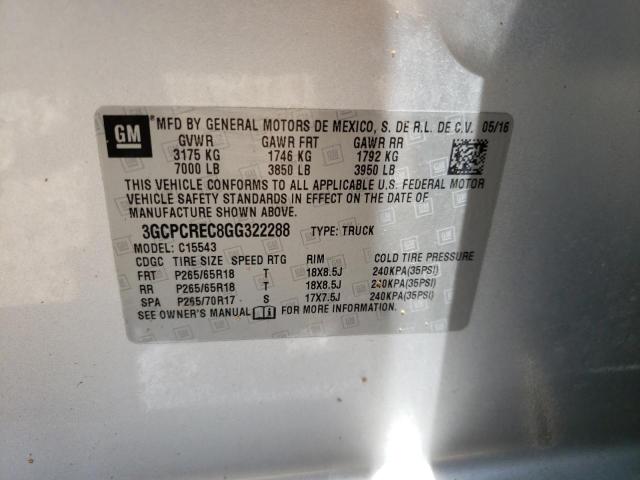 Photo 10 from auction – 2016 CHEVROLET SILVERADO with VIN 3GCPCREC8GG322288