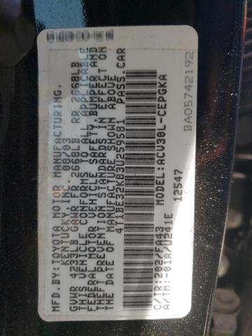 Photo 10 from auction – 2003 TOYOTA CAMRY LE with VIN 4T1BE32K83U259581