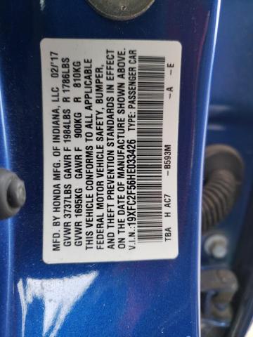Photo 10 from auction – 2017 HONDA CIVIC LX with VIN 19XFC2F56HE033426